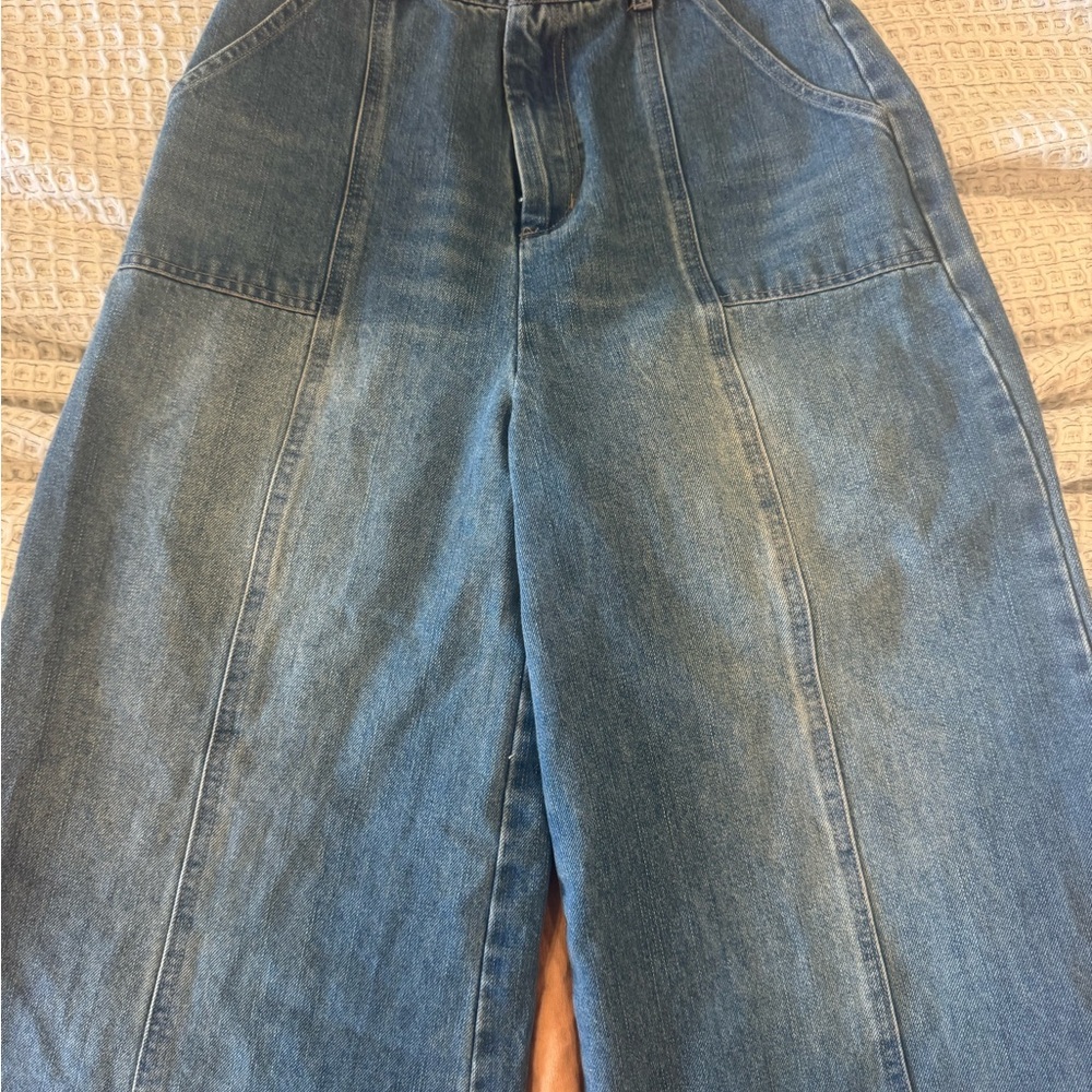 High Rise Blue Wide-Leg Jeans - Picture 2 of 6